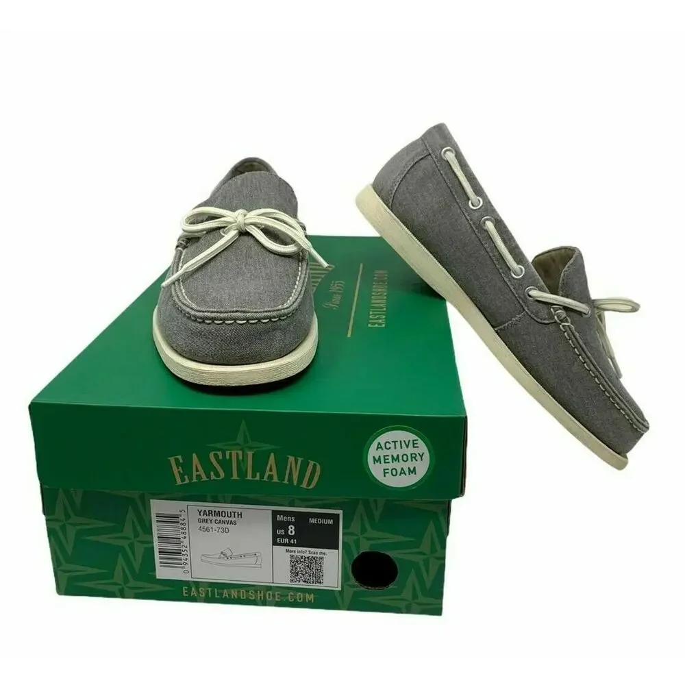 Eastland Men's Yarmouth 1-Eye Canvas Gray Boat Shoes 8D